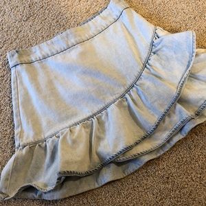 Light Wash Denim Ruffled Skirt